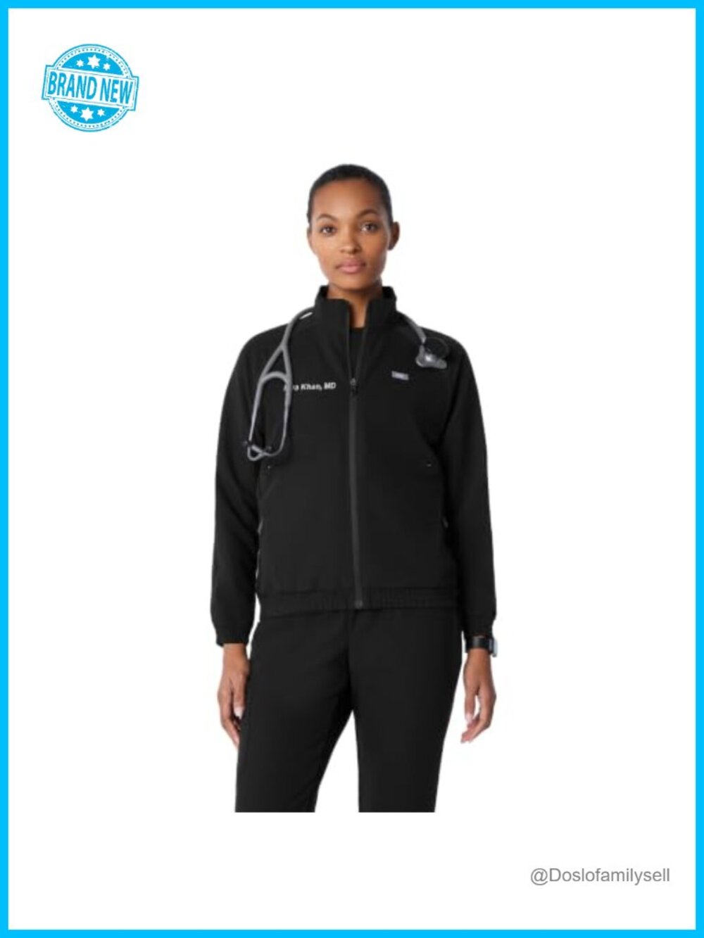 Women's Medical Scrub Jacket Zip Up FIONx 4-Way Stretch 6 Pockets